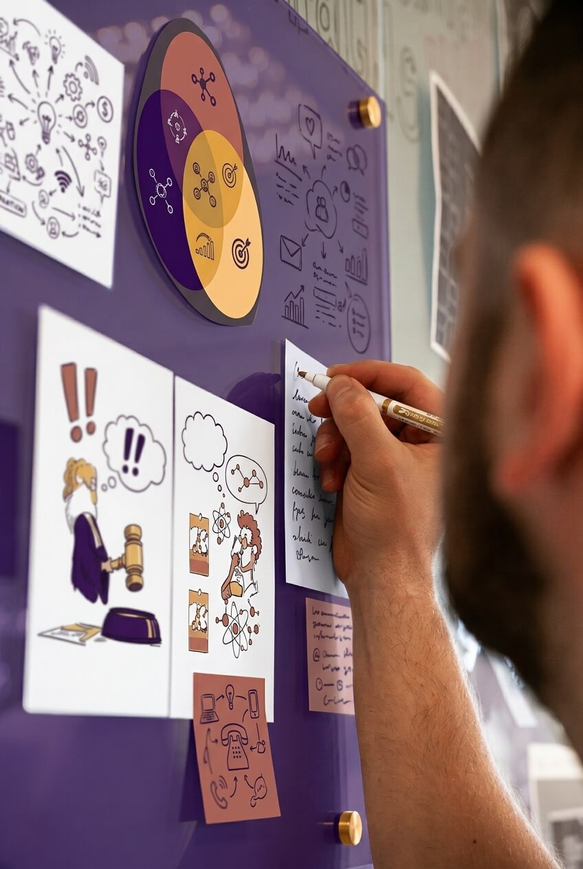 Atelier de brainstorming collaboratif en learning design pour structurer l'ingénierie pédagogique d'un projet de formation chez Apprenance Digital.
